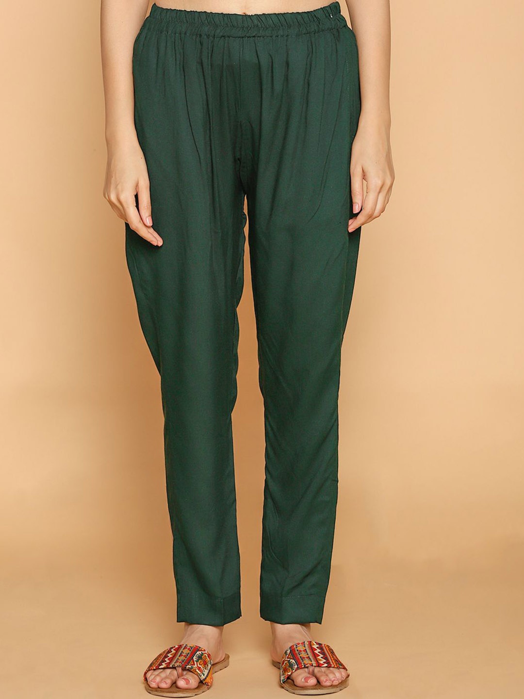 

LetsDressUp Women Mid-Rise Regular Trousers, Green