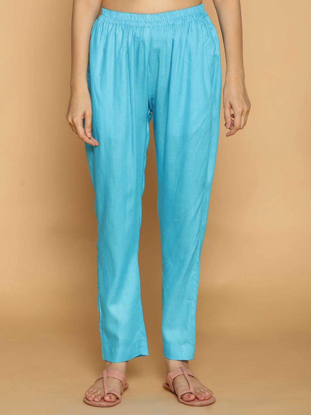 

LetsDressUp Women Pleated Mid-Rise Trouser, Turquoise blue