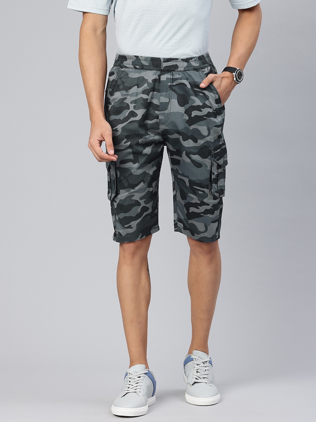 

ADBUCKS Men Camouflage Printed Cargo Shorts, Blue
