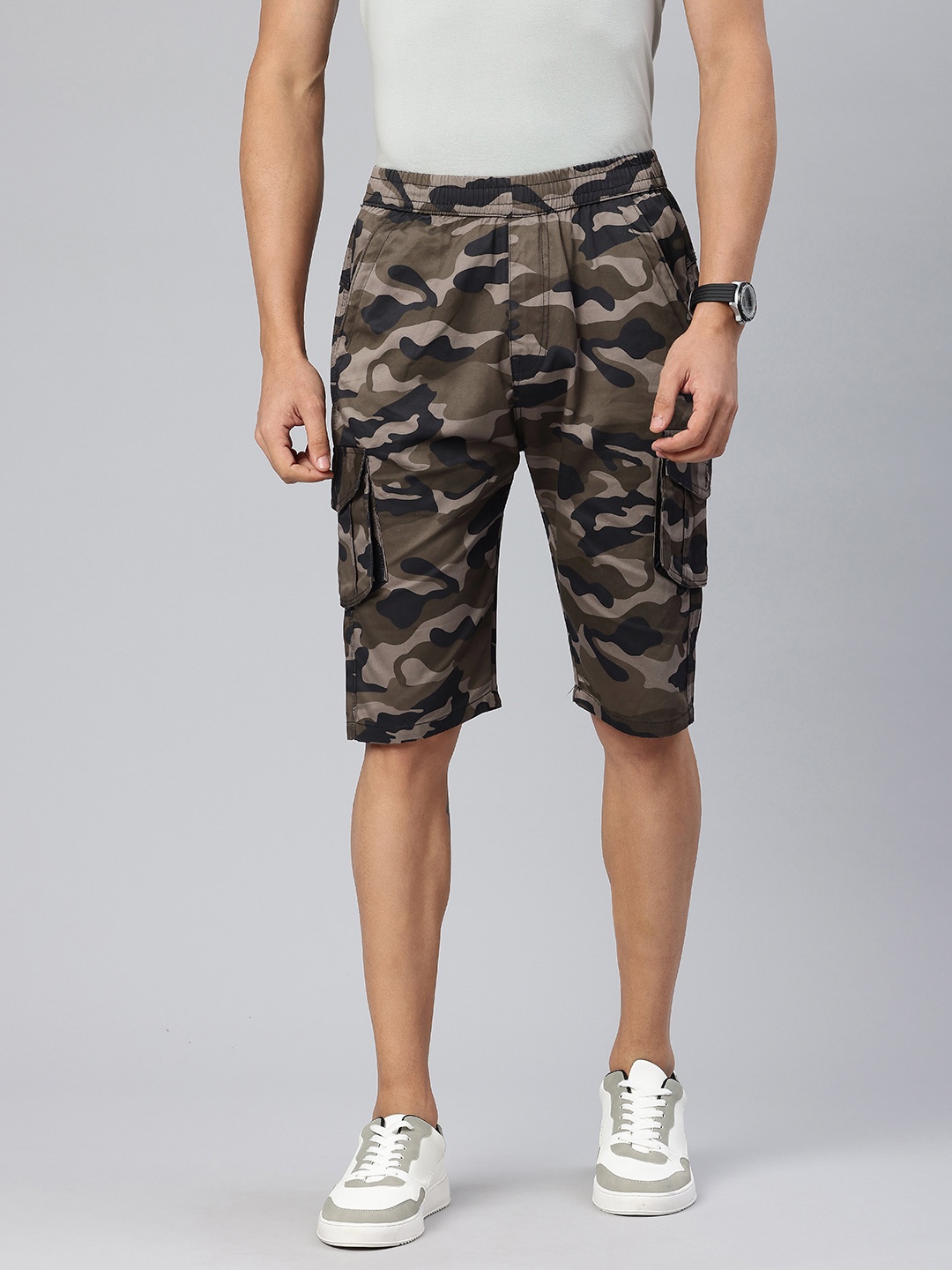 

ADBUCKS Men Camouflage Printed Cargo Shorts, Grey