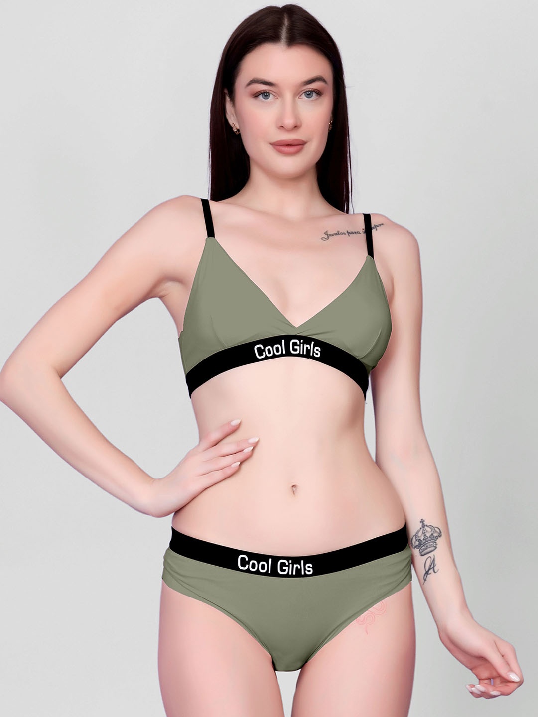 

DEALSEVEN FASHION Lightly-Padded Lingerie Set, Green