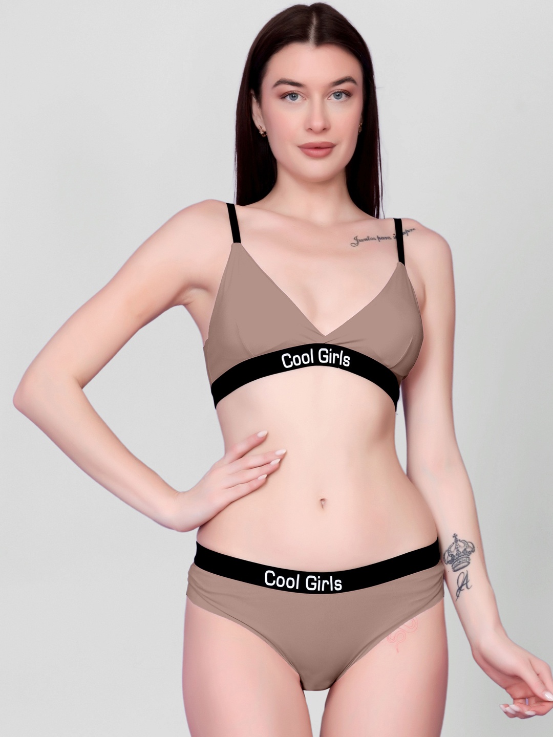 

DEALSEVEN FASHION Lightly-Padded Lingerie Set, Brown