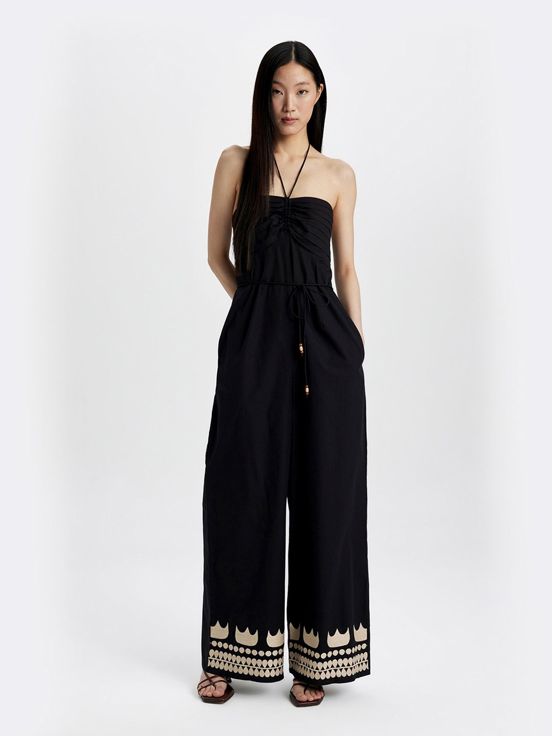 

DeFacto Off-Shoulder Basic Jumpsuit, Black