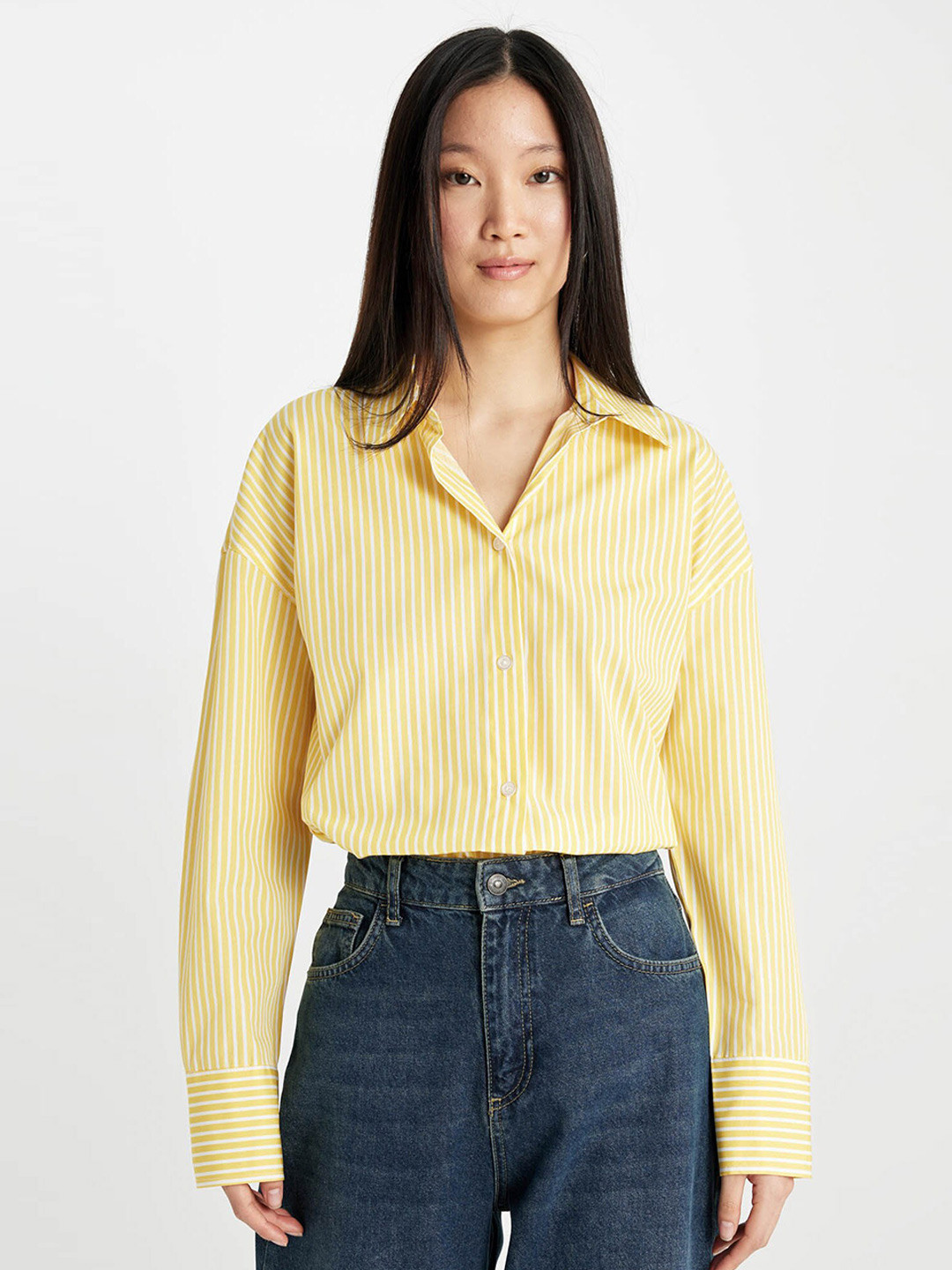 

DeFacto Women Opaque Striped Casual Shirt, Na