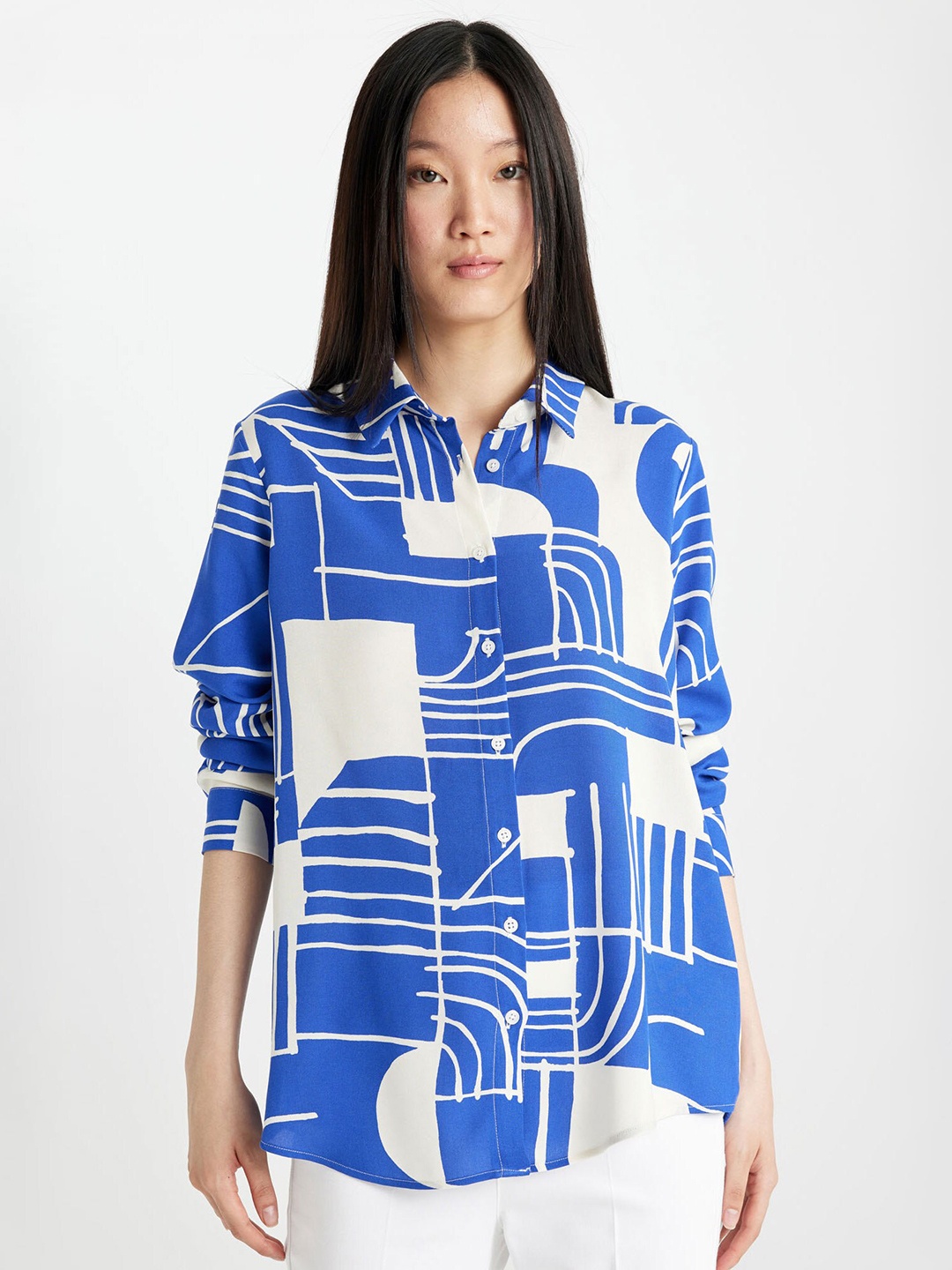 

DeFacto Women Opaque Printed Casual Shirt, Na