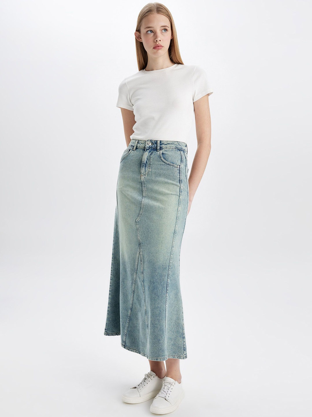 

DeFacto Pure Cotton Maxi Skirts, Blue
