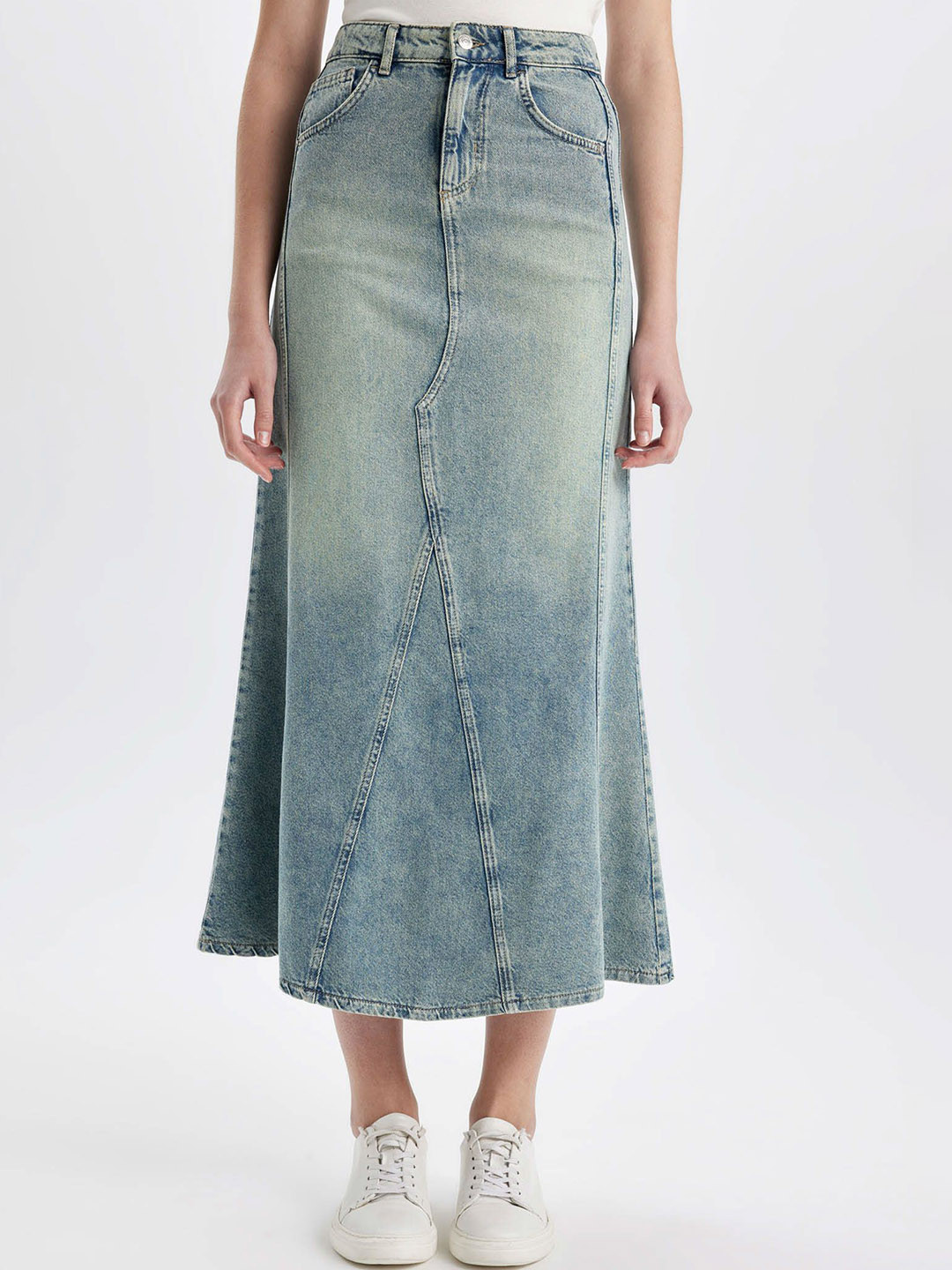 

DeFacto Faded Denim Midi Skirts, Blue