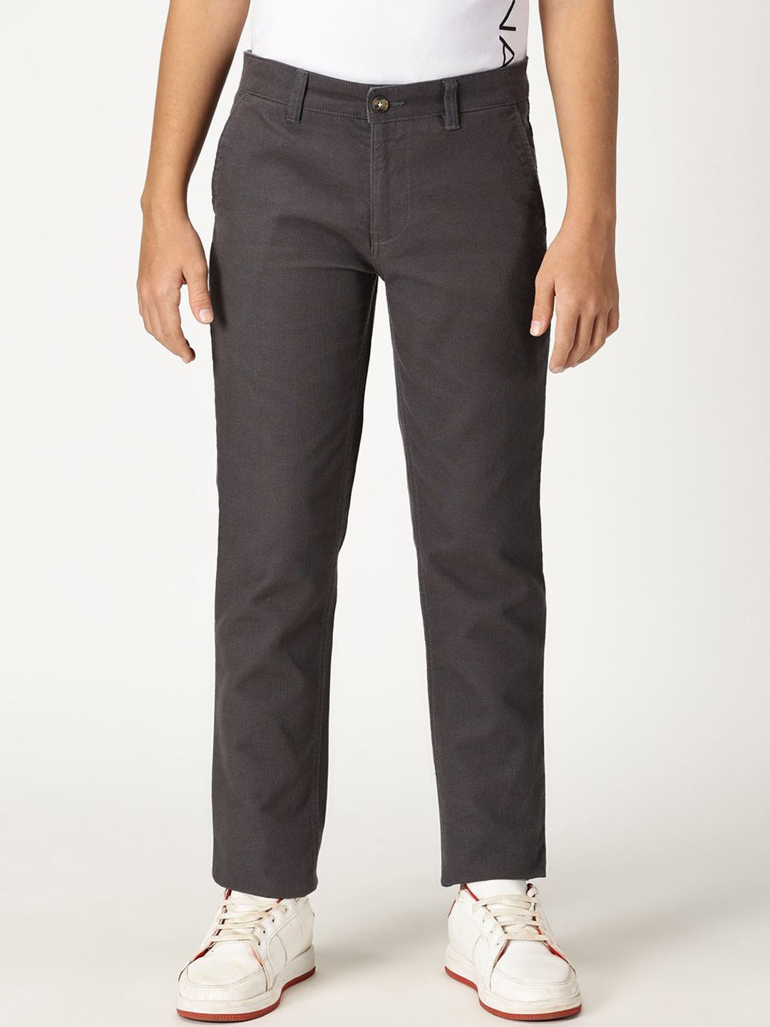 

Nautica Boys Classic Slim Fit Mid Rise Cotton Chinos Trousers, Grey