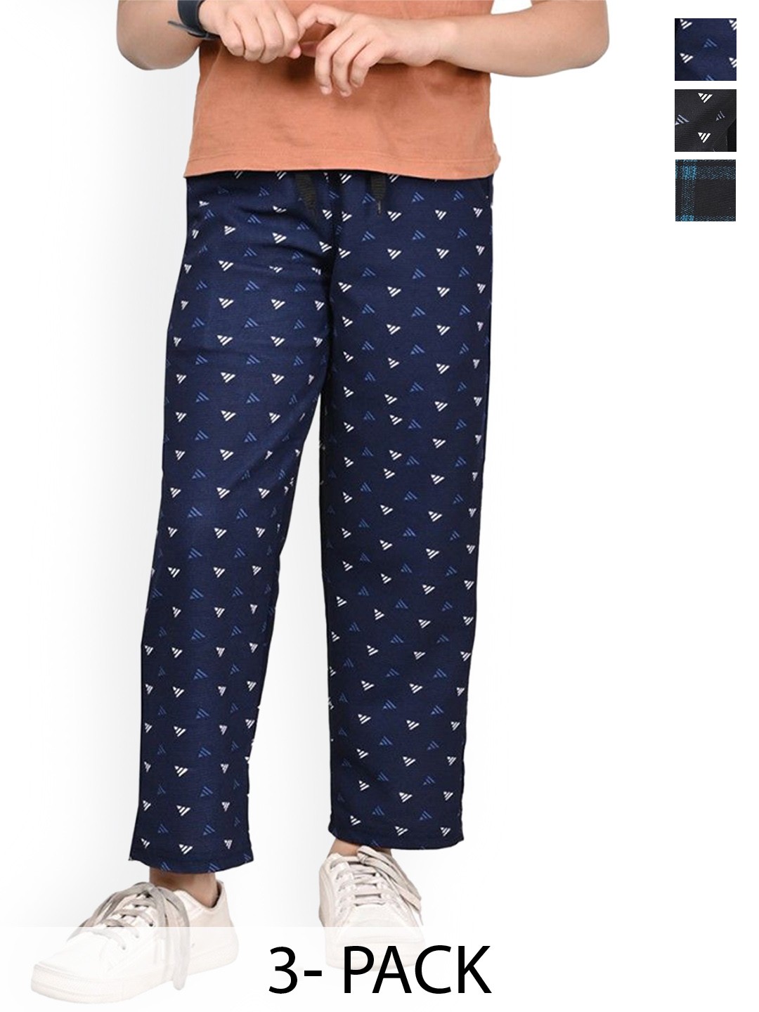 

BAESD Girls Pack Of 3 Geometric Printed Dry-Fit Track Pants, Black