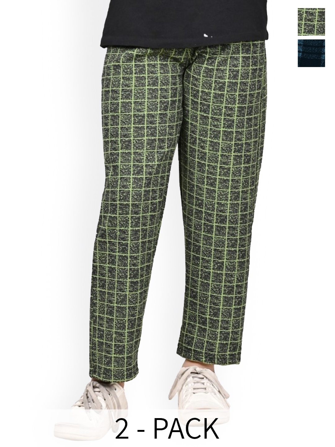 

BAESD Girls Pack Of 2 Checked Dry-Fit Track Pants, Blue