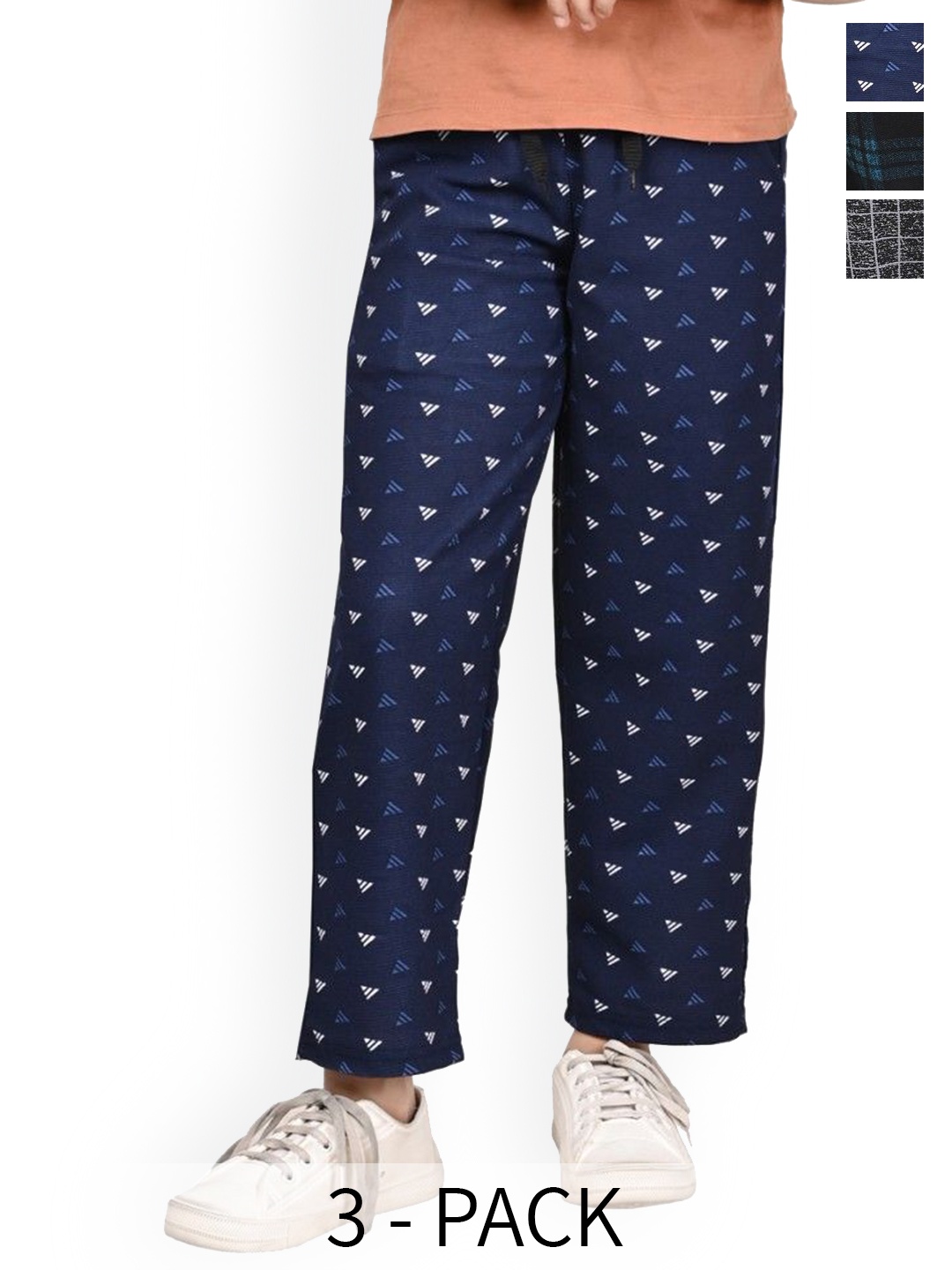 

BAESD Girls Pack Of 3 Printed Dry Fit Track Pants, Navy blue