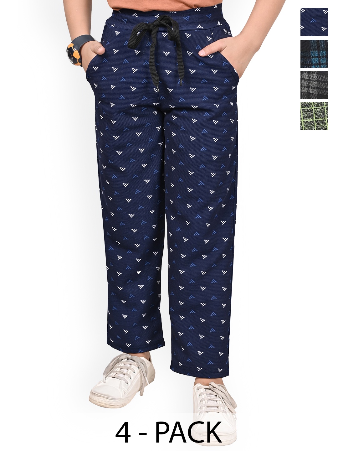 

BAESD Girls Checked Pack Of 4 Dry-Fit Track Pants, Black