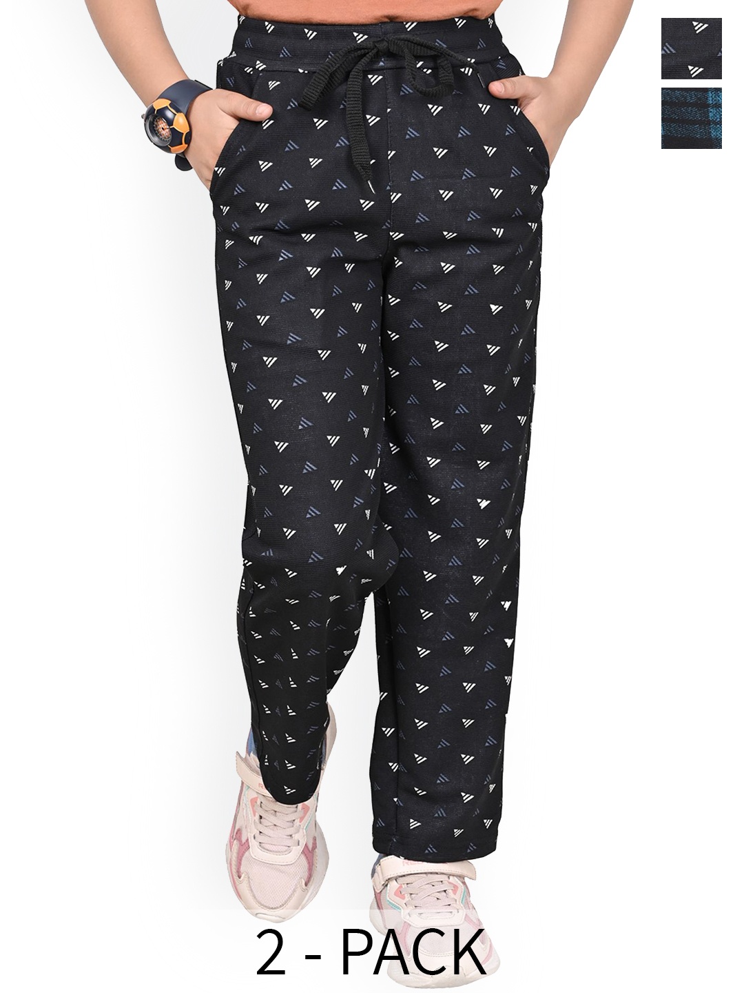 

BAESD Girls Printed Pack Of 2 Dry-Fit Track Pants, Black