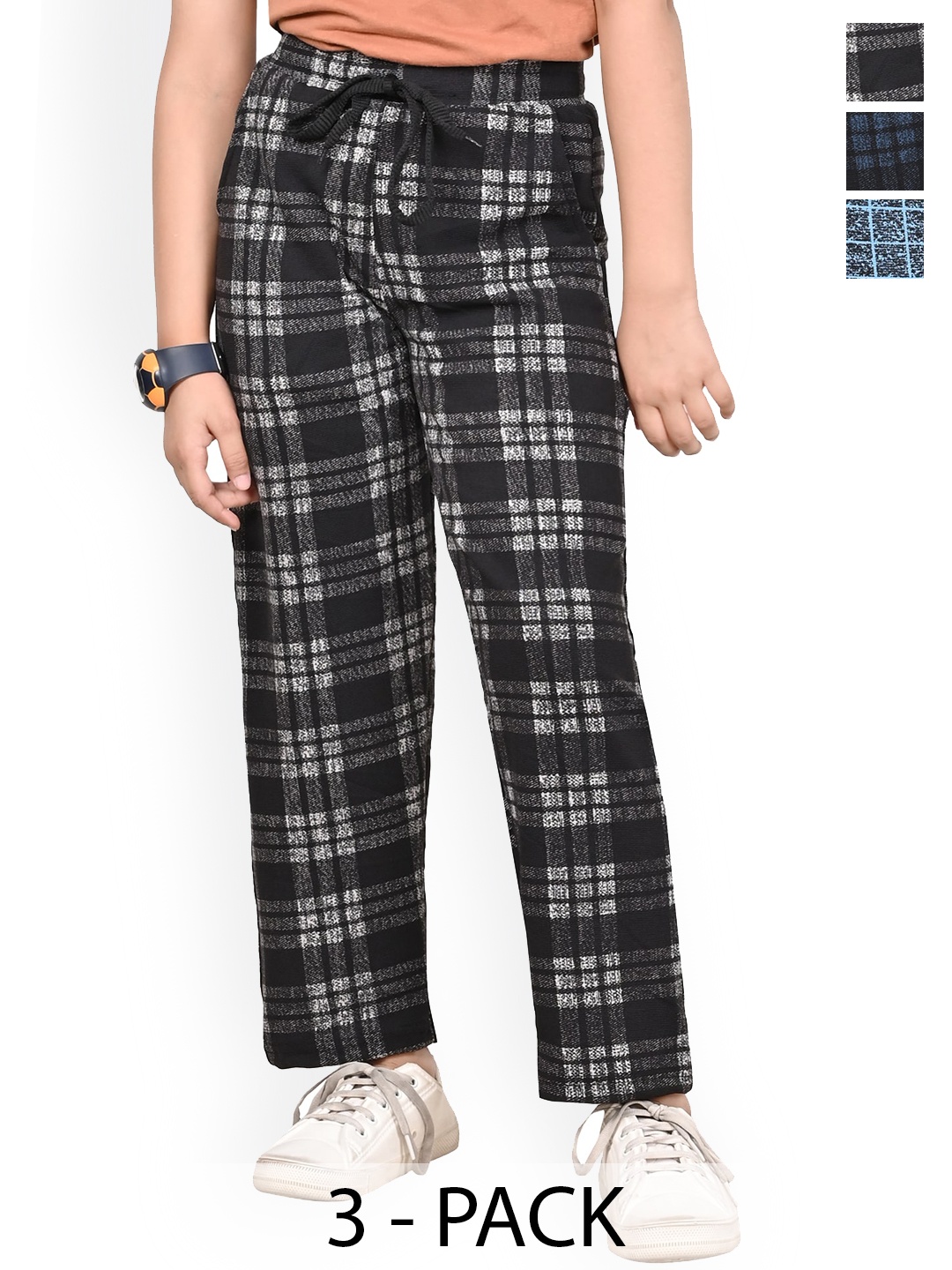 

BAESD Girls Checked Pack of 3 Dry-Fit Track Pants, Black