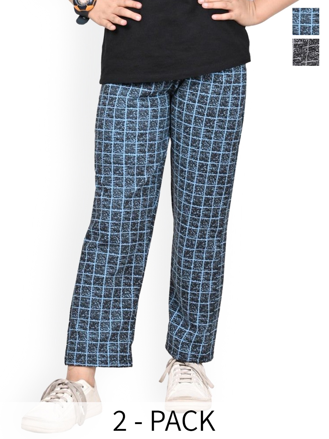 

BAESD Girls Checked Pack Of 2 Dry-Fit Track Pants, Black