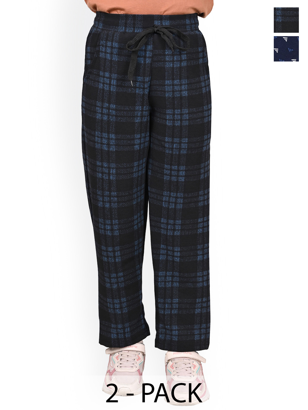 

BAESD Girls Printed Pack Of 2 Dry-Fit Track Pants, Blue