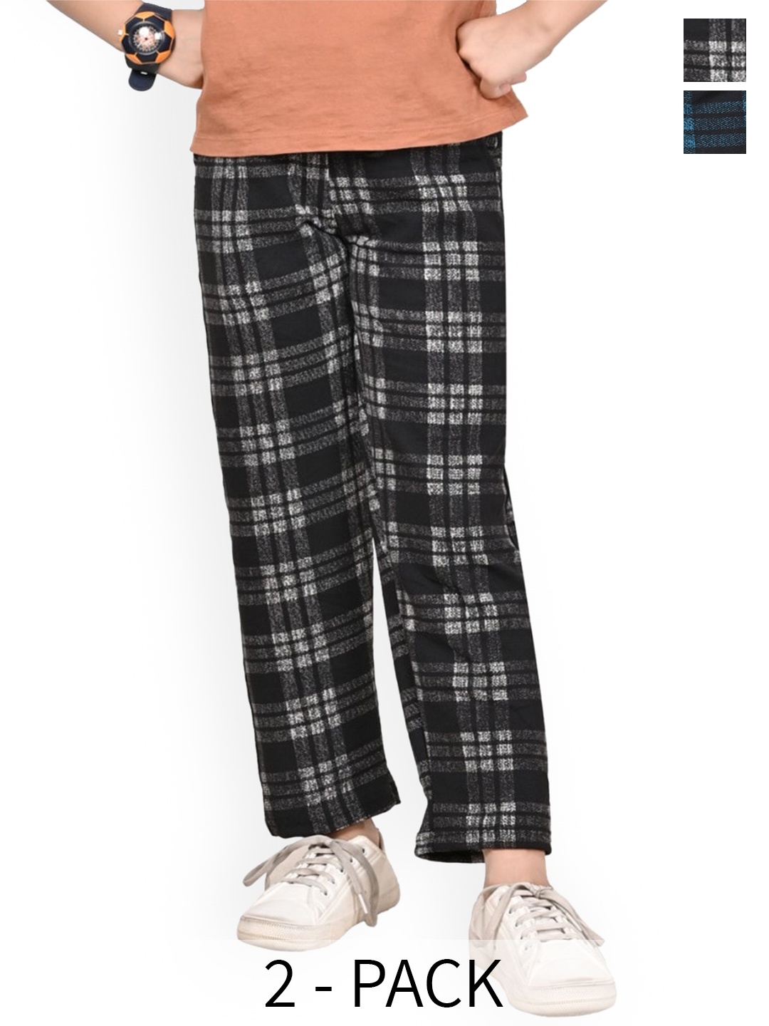 

BAESD Girls Pack Of 2 Checked Dry-Fit Track Pants, Grey