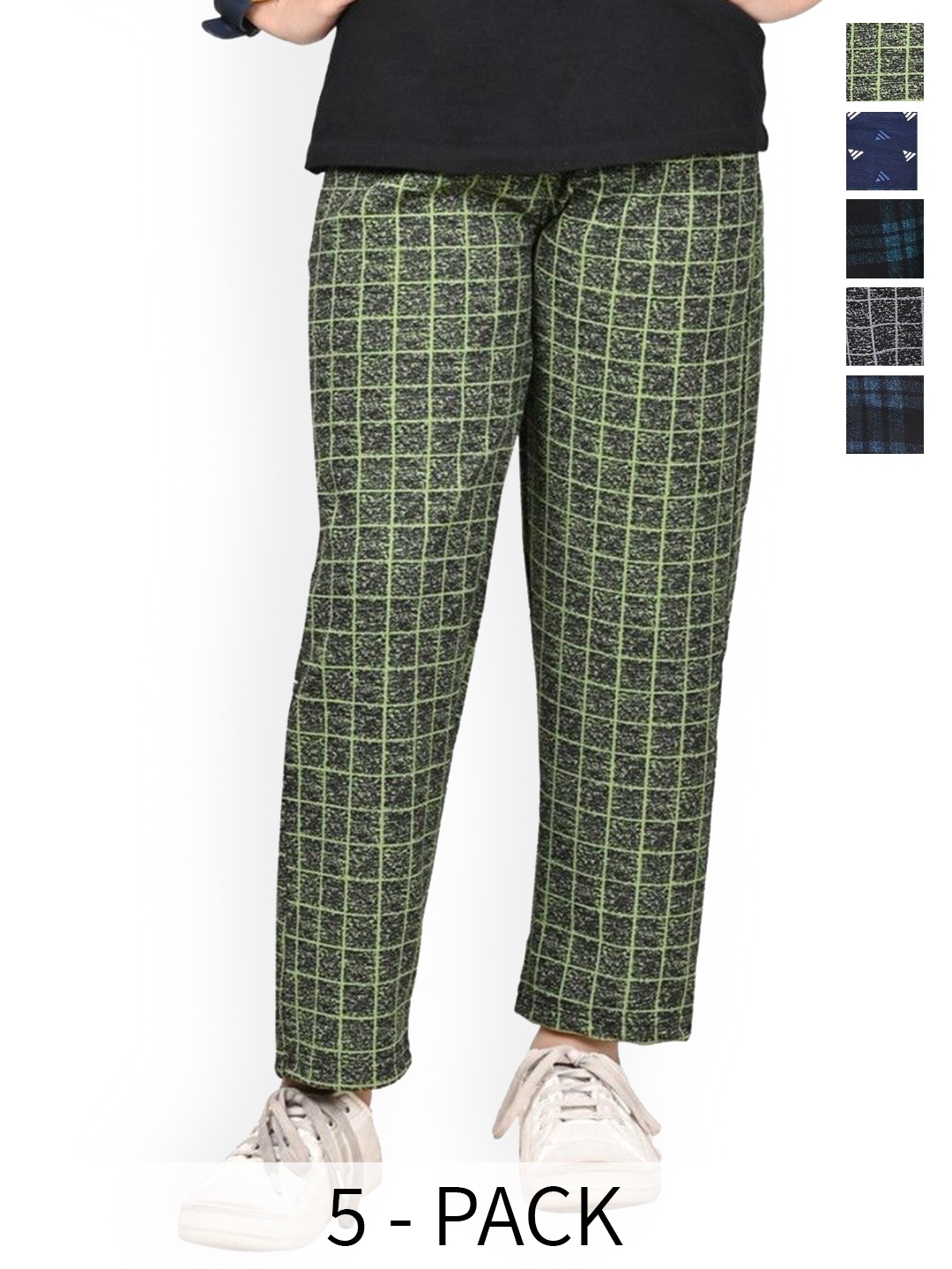 

BAESD Girls Pack Of 5 Checked Dry-Fit Track Pants, Blue