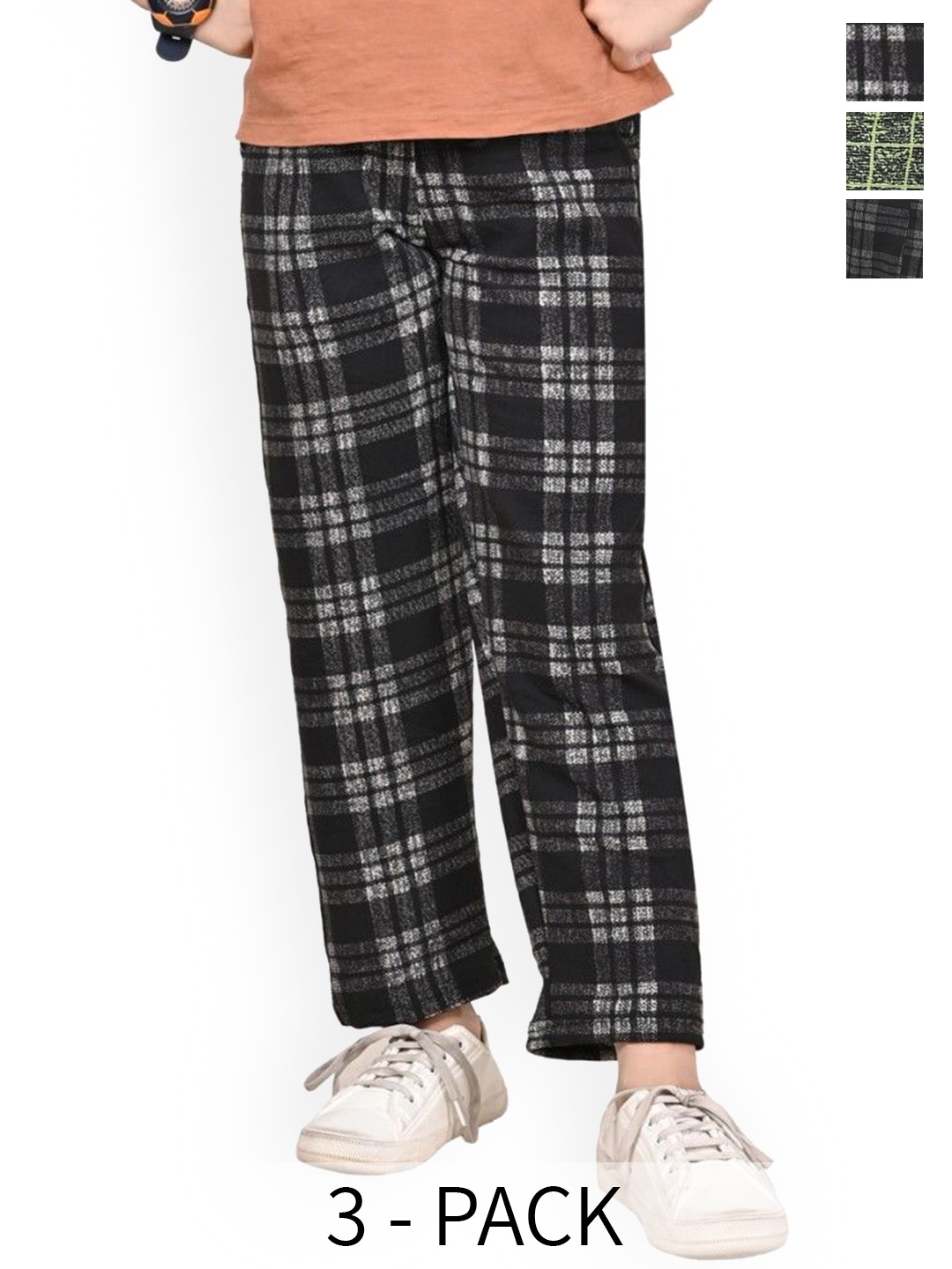 

BAESD Girls Pack of 3 Checked Dry Fit Track Pants, Black