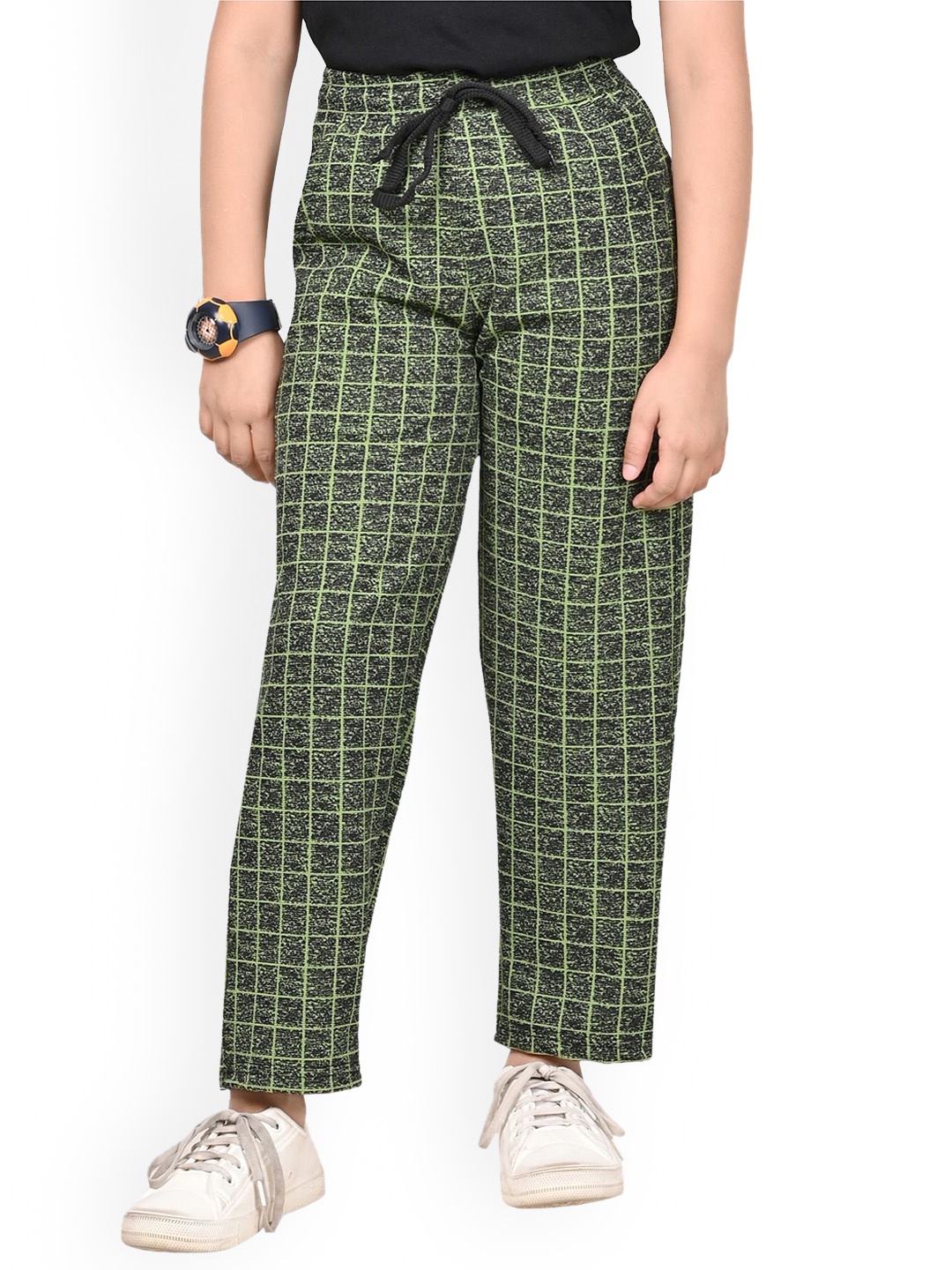 

BAESD Girls Checked Dry-Fit Regular Track Pants, Green