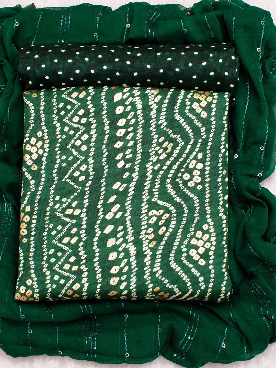 

Peachmode Printed Pure Cotton Unstitched Dress Material, Green