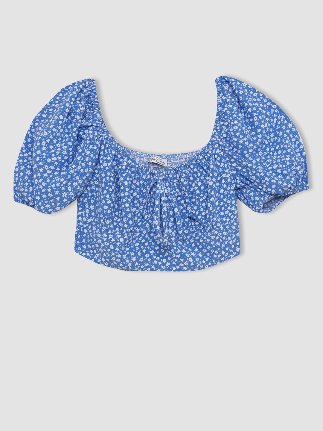 

DeFacto Floral Print Puff Sleeve Crop Top, Na