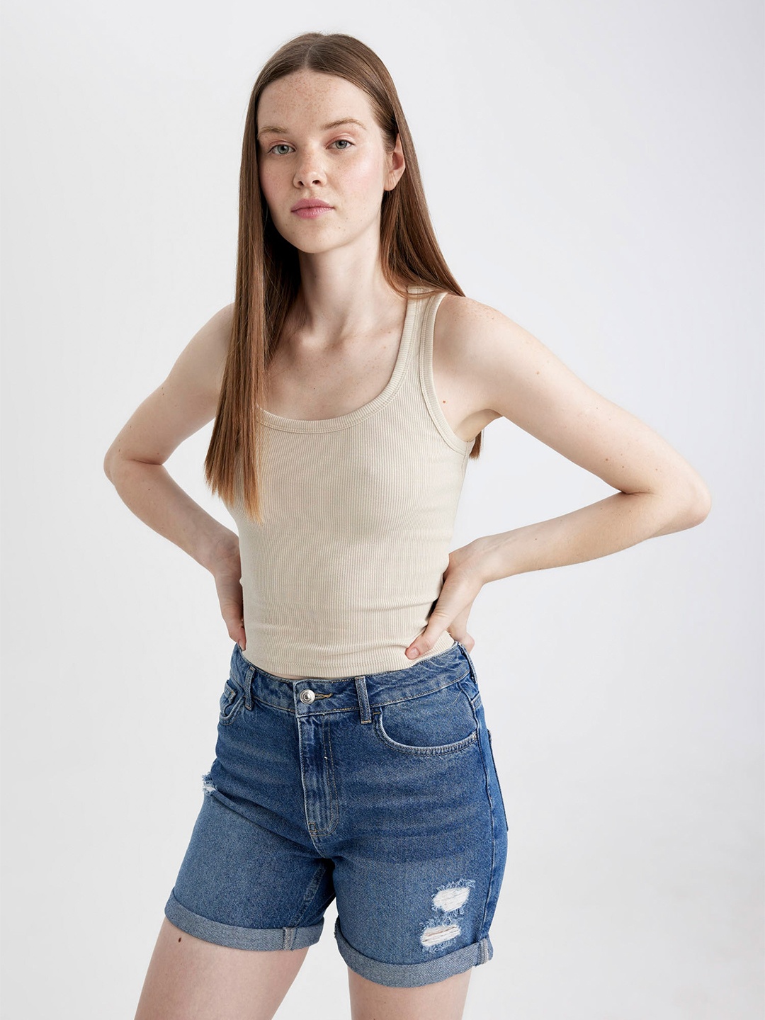 

DeFacto Striped Cotton Top, Na