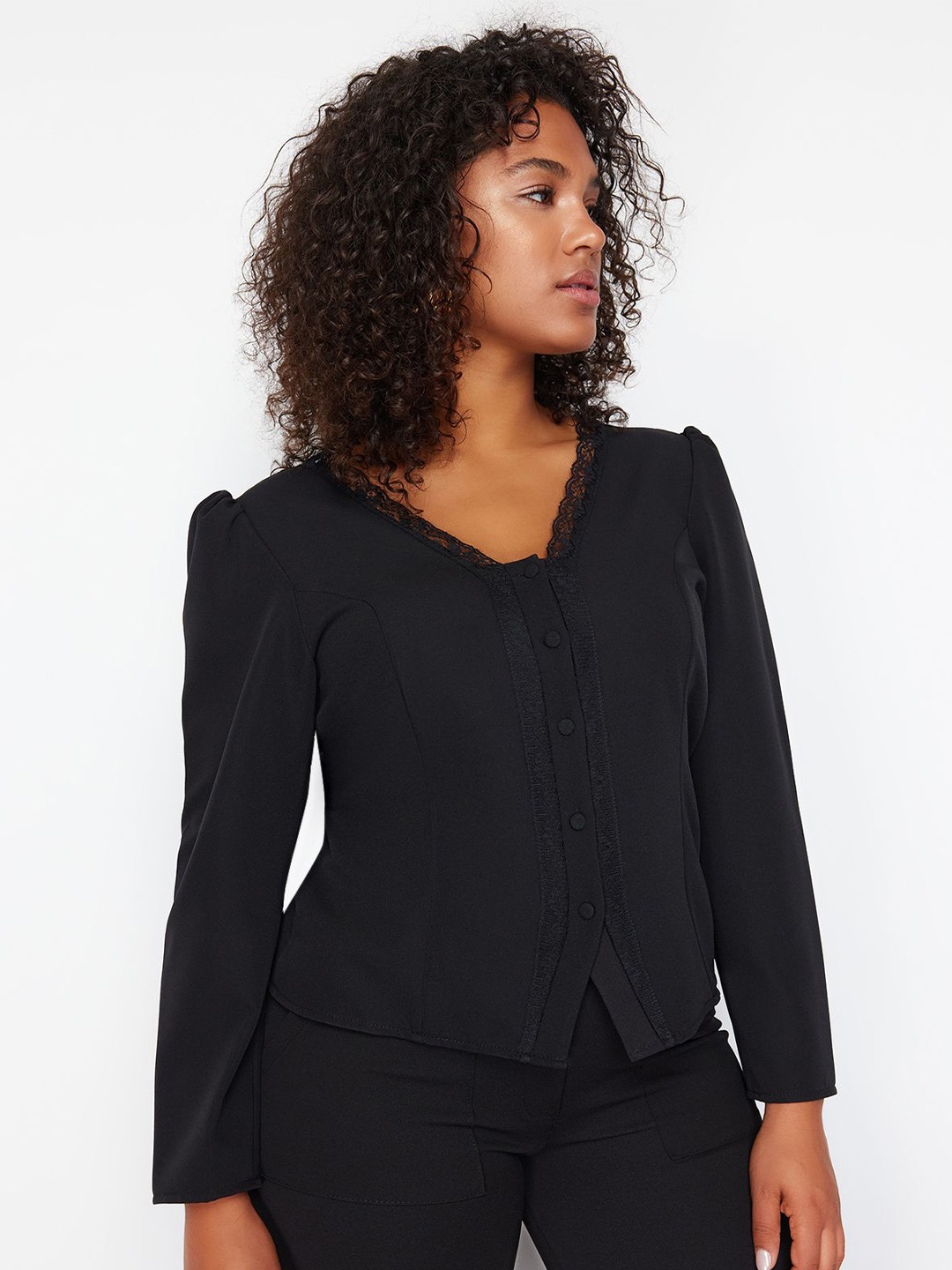 

Trendyol V Neck Long Sleeves Top, Black
