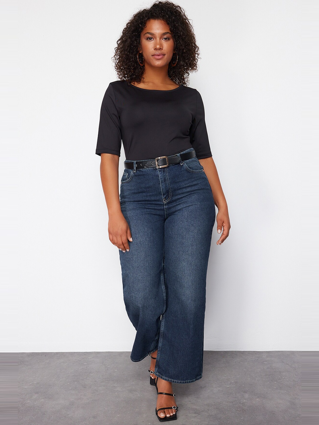 

Trendyol Boat Neck Pure Cotton Top, Black