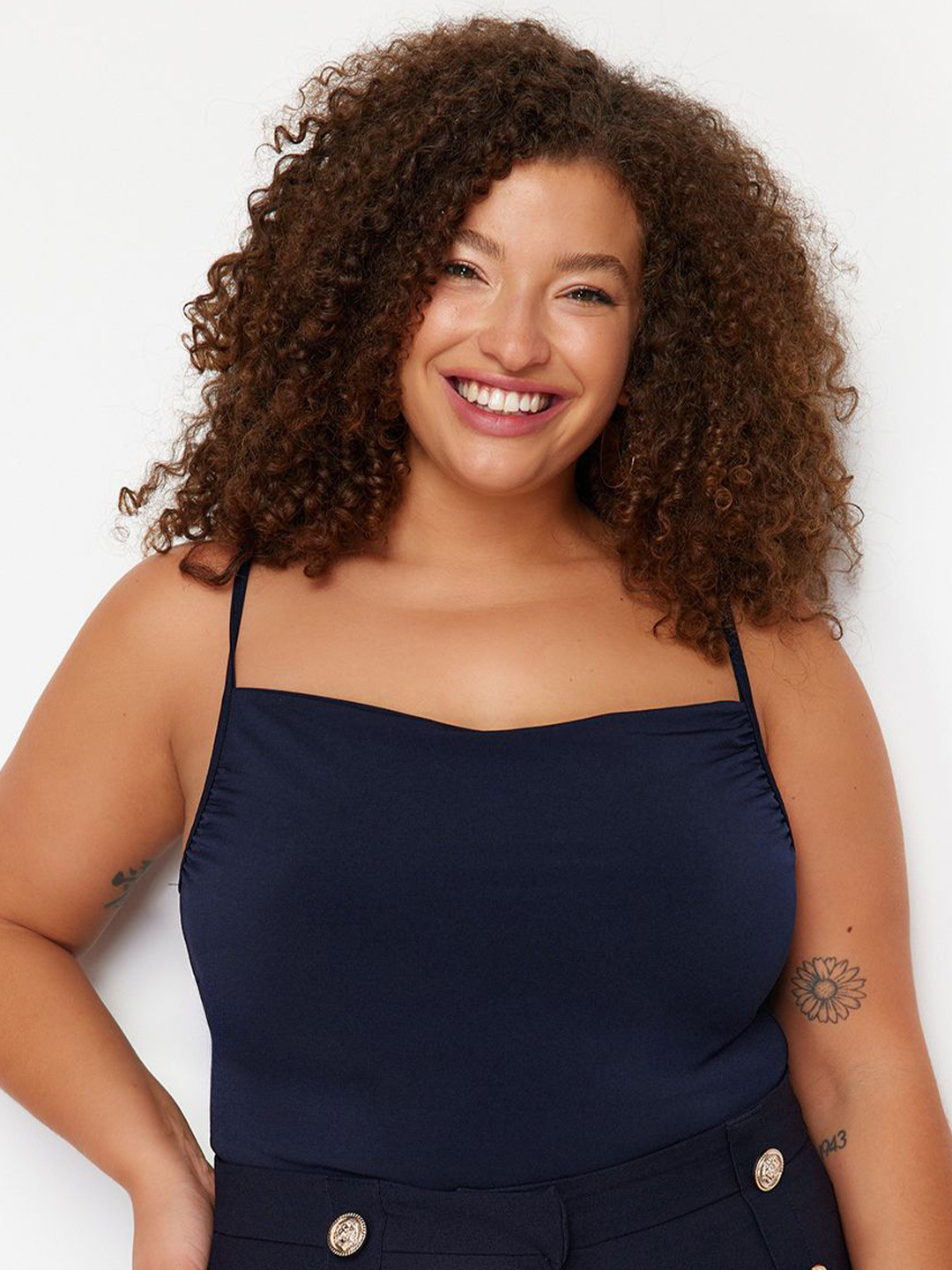 

Trendyol Plus Size Shoulder Straps Top, Navy blue