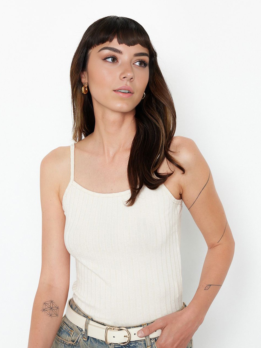 

Trendyol Striped Cotton Top, Na