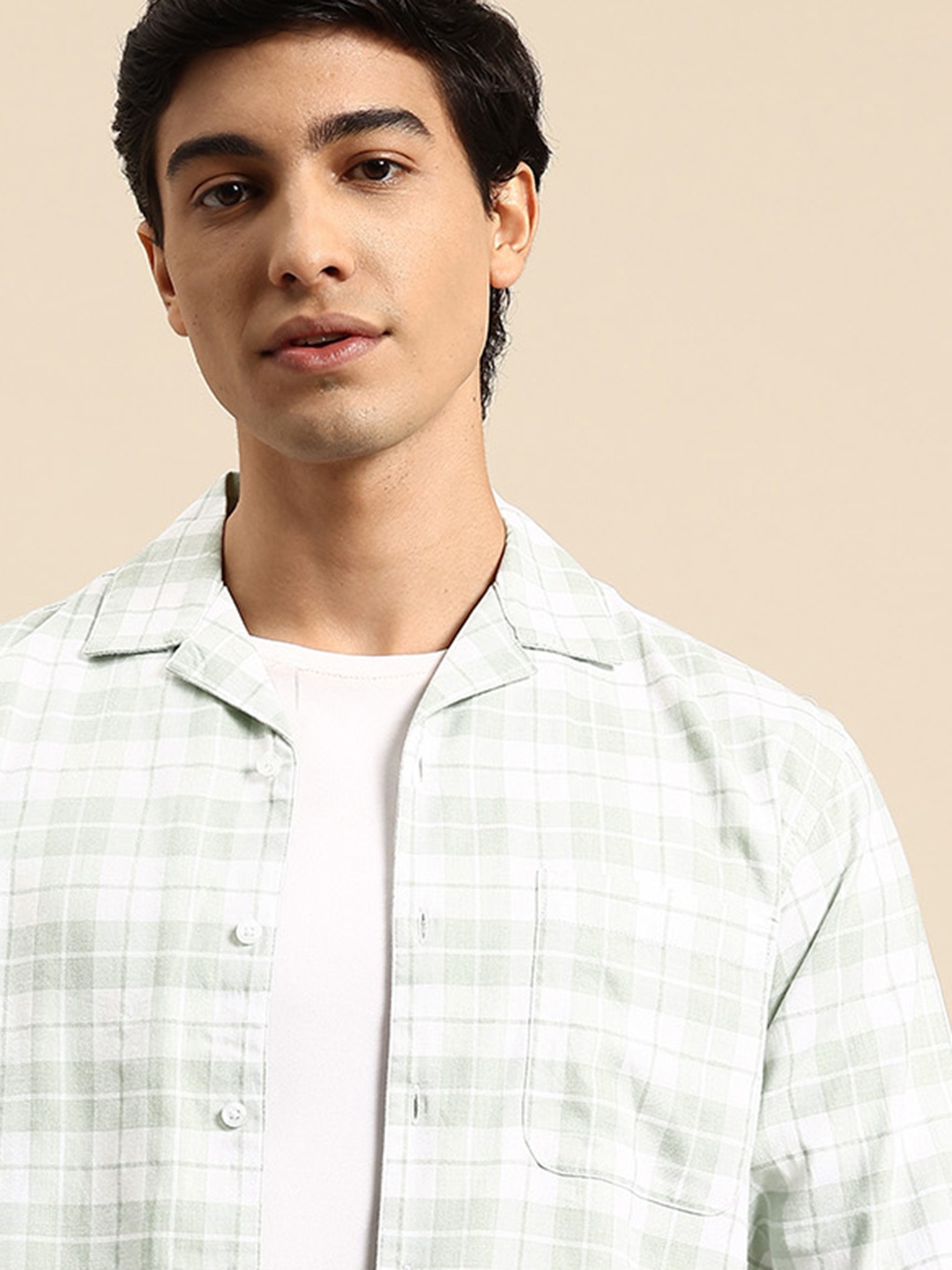 

Mast & Harbour Men Checked Casual Shirt, Green