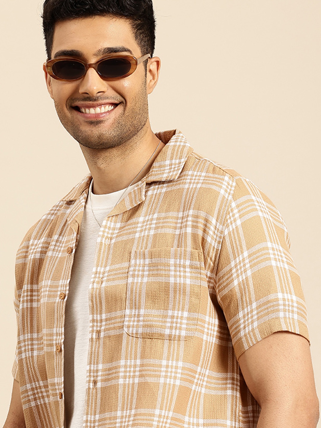 

Mast & Harbour Tartan Checked Casual Shirt, Brown