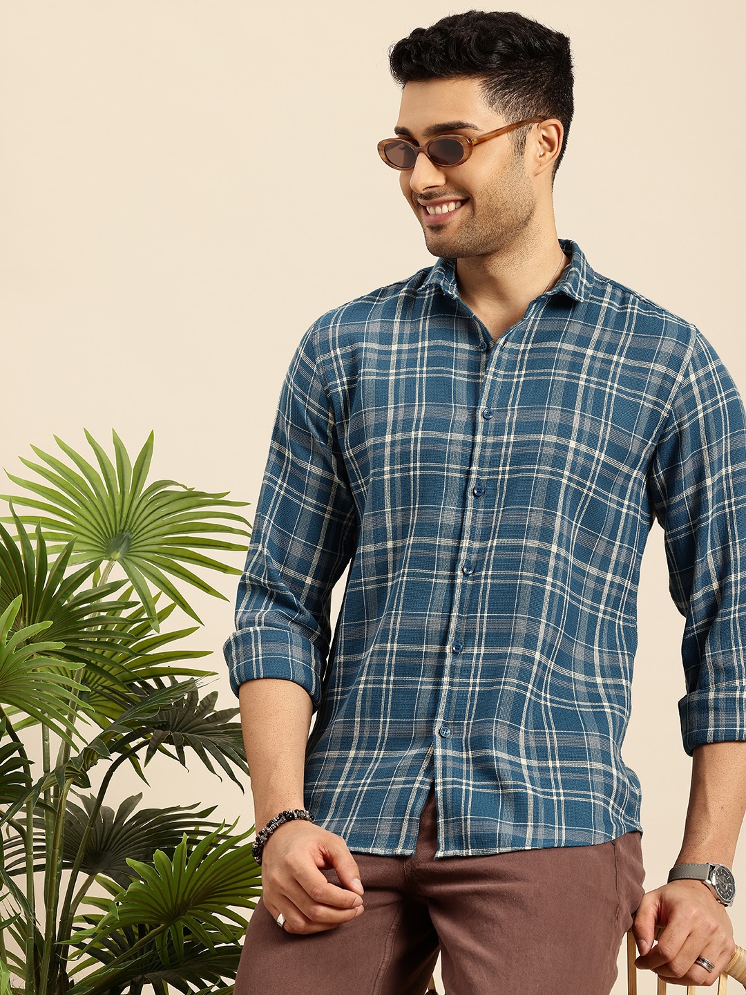 

Mast & Harbour Checked Casual Shirt, Blue