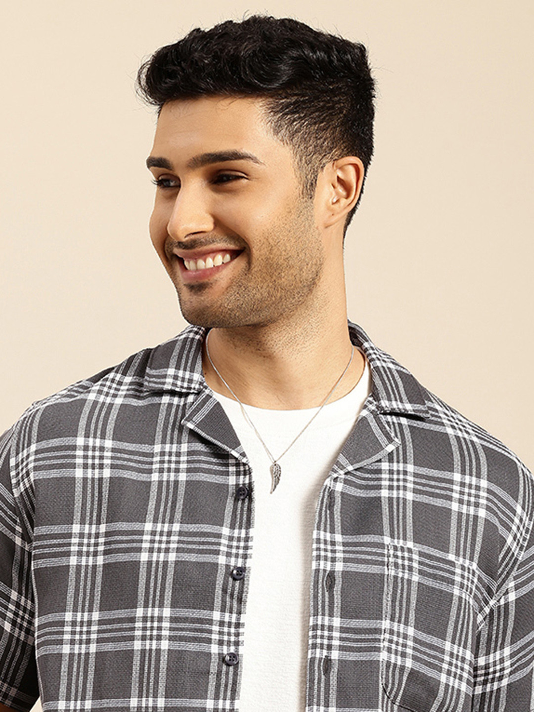 

Mast & Harbour Tartan Checked Casual Shirt, Grey