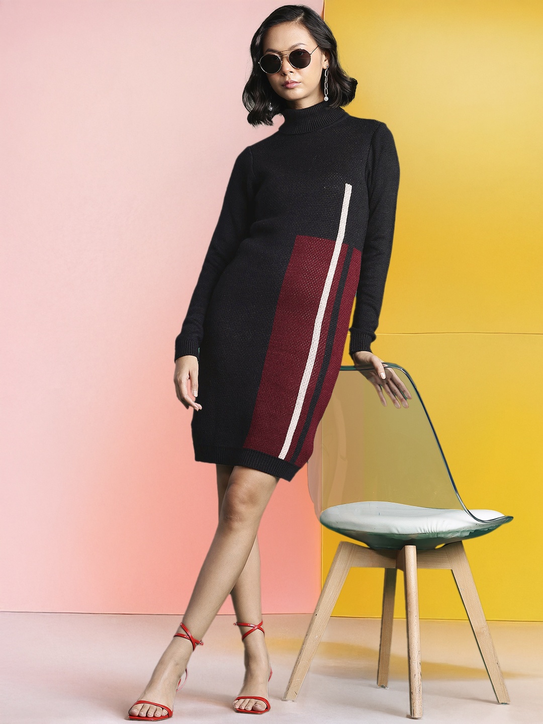 

DressBerry Bizwear Colourblocked Jumper Dress, Black