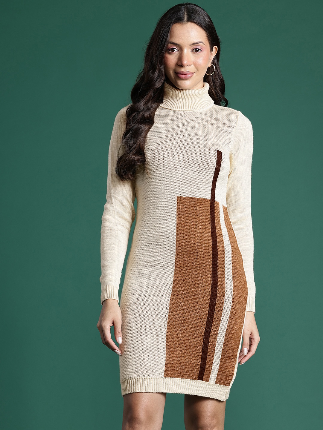 

DressBerry Bizwear Colourblocked Jumper Dress, Cream