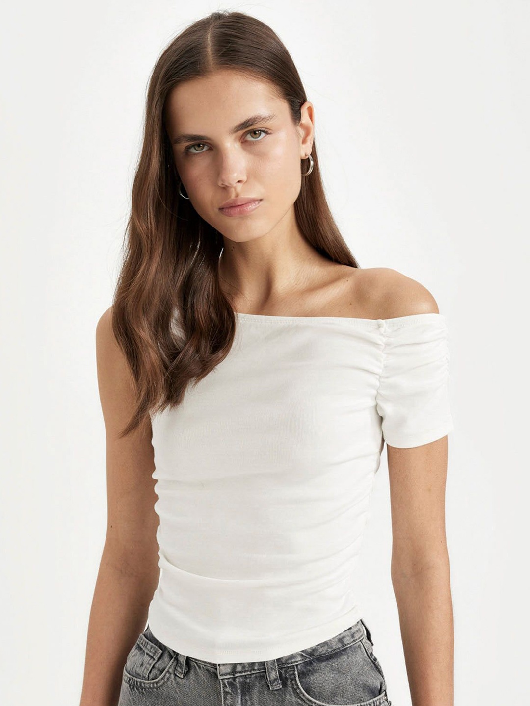 

DeFacto One Shoulder Fitted Top, White