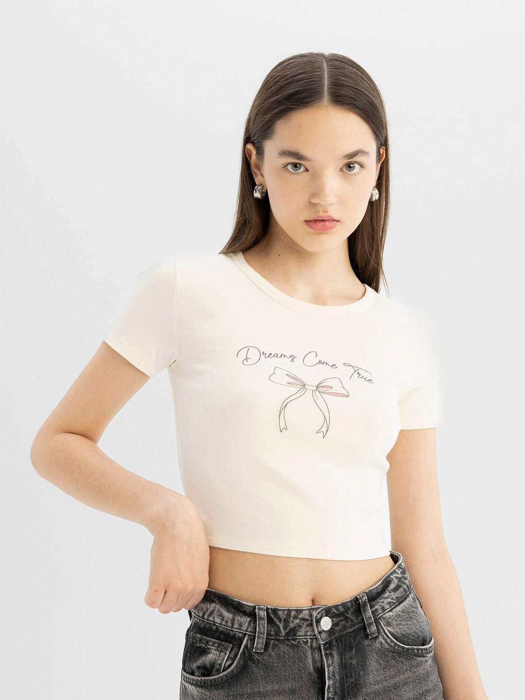 

DeFacto Women Typography Printed T-shirt, Na