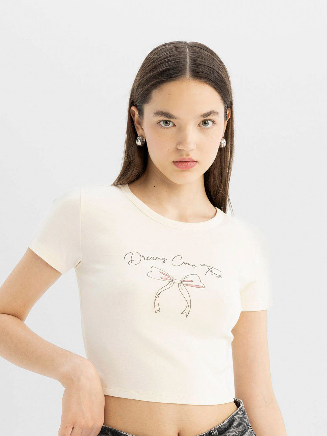 

DeFacto Women Typography Printed T-shirt, Na