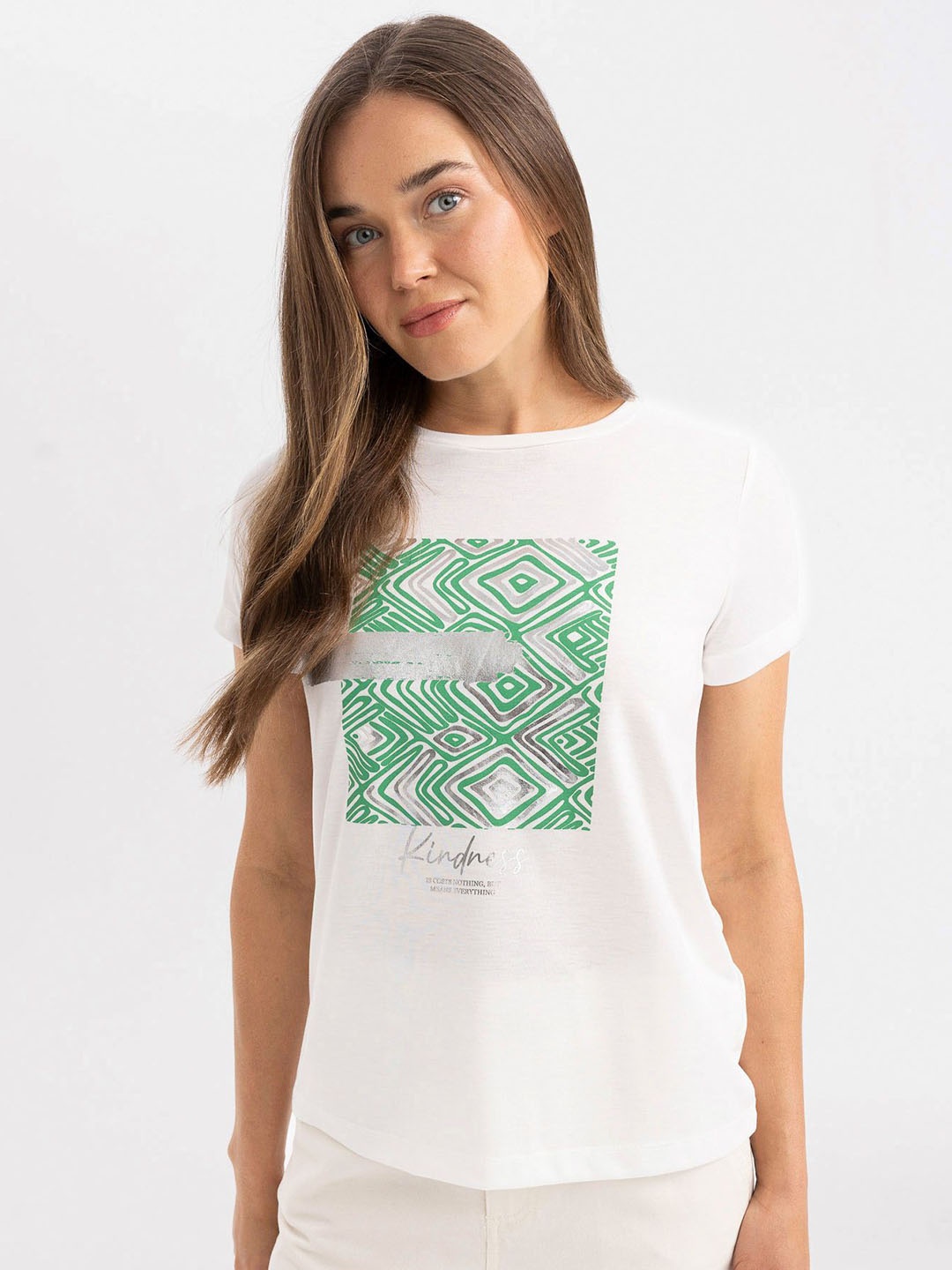 DeFacto Women Typography Printed T-shirt, Na