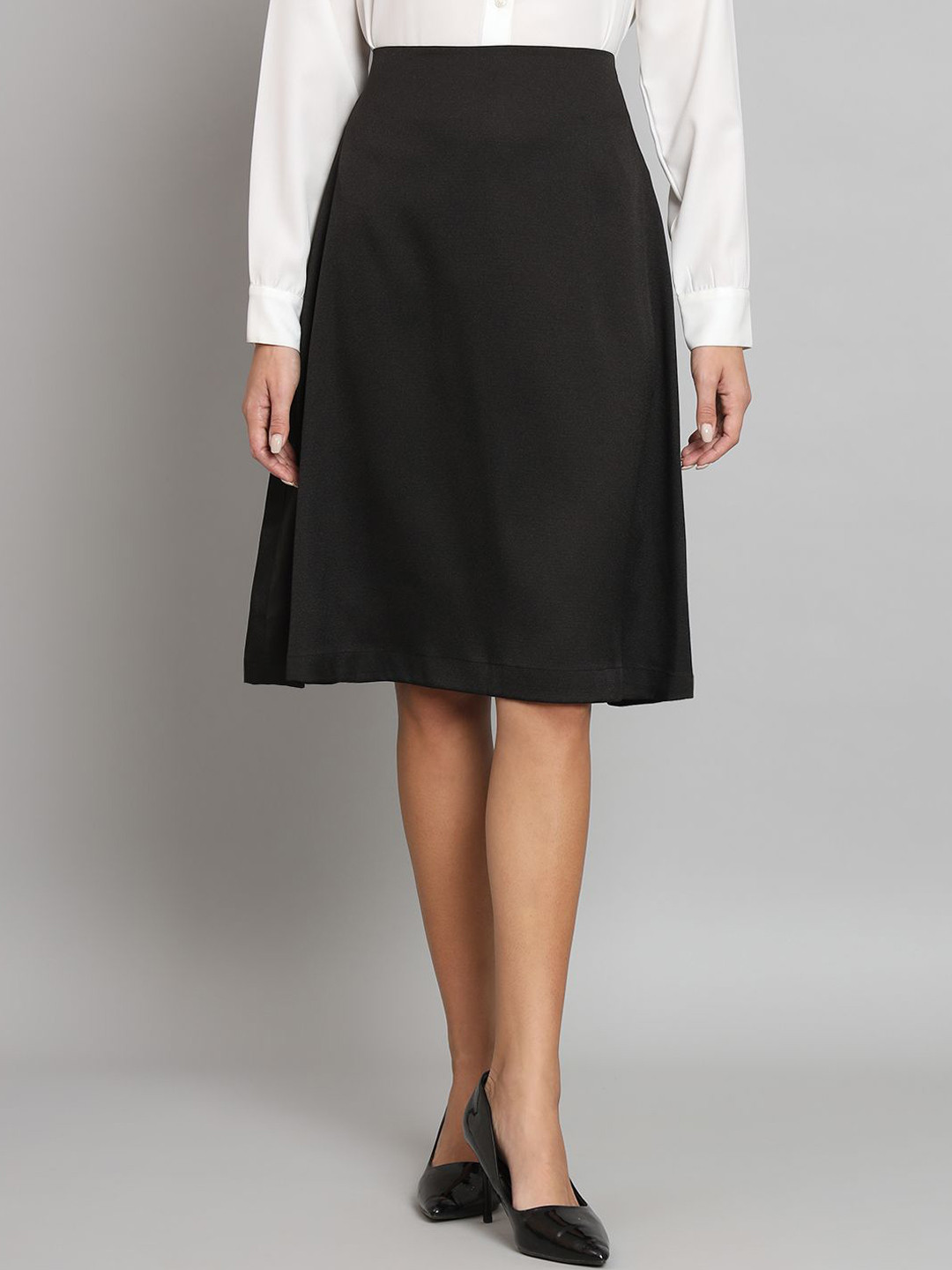 

PowerSutra A-Line Midi Skirt, Black