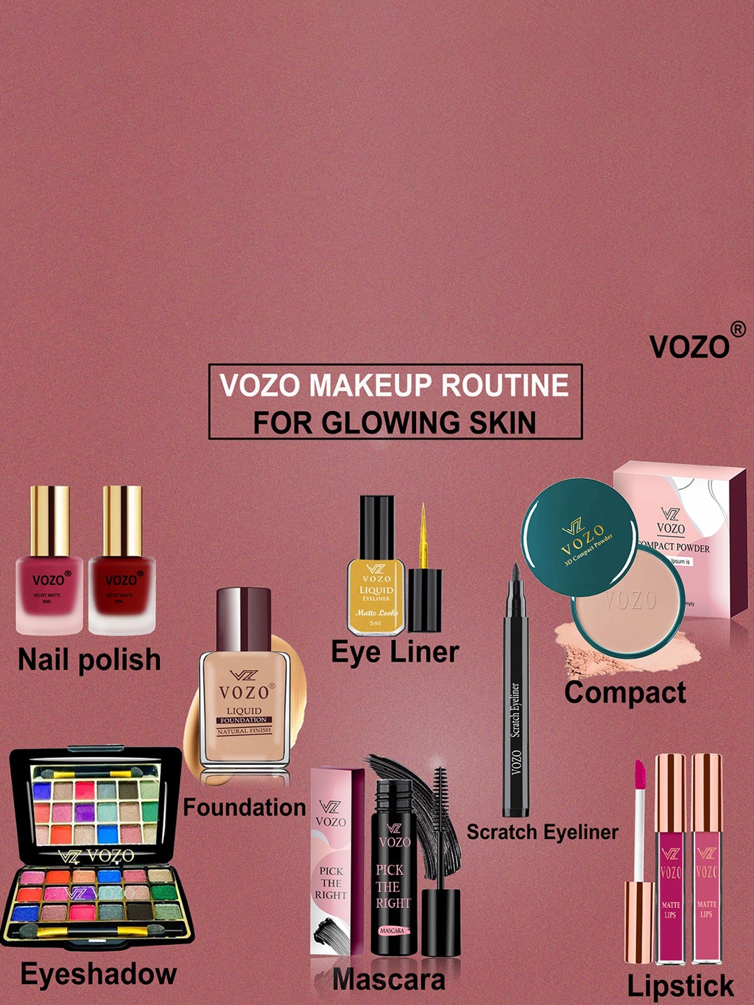 

VOZO Set Of 10 Ultimate Glamour Vault Makeup Combo, Multi