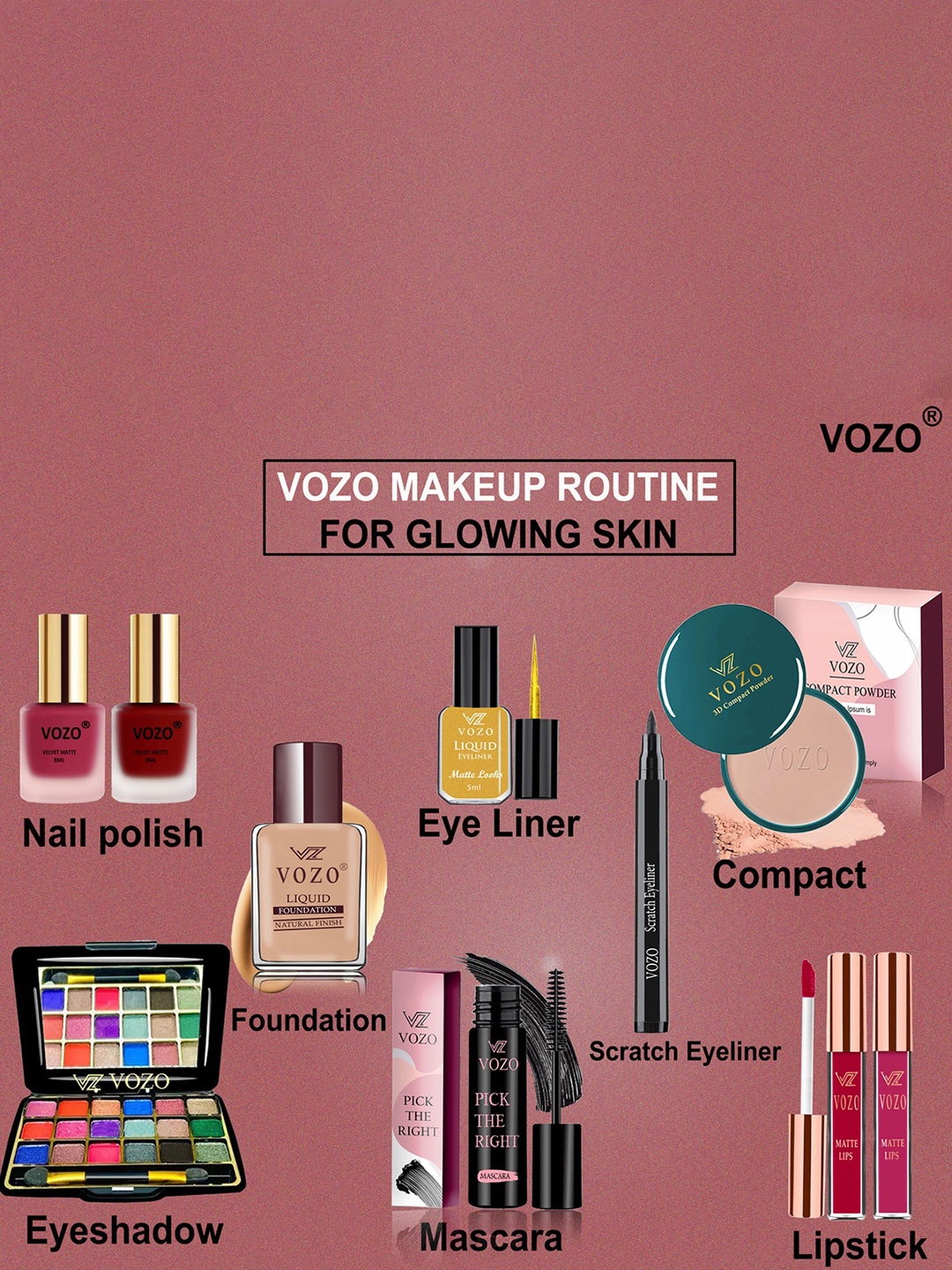 

VOZO Set Of 10 Elegance Redefined Extravaganza Makeup Combo, Multi