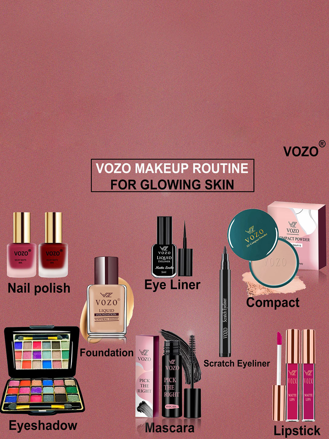 

VOZO Set Of 10 Elegance Redefined Extravaganza Makeup Combo, Multi
