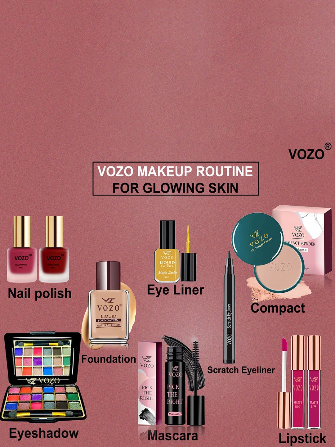 

VOZO Set Of 10 Elegance Redefined Extravaganza Makeup Combo, Multi