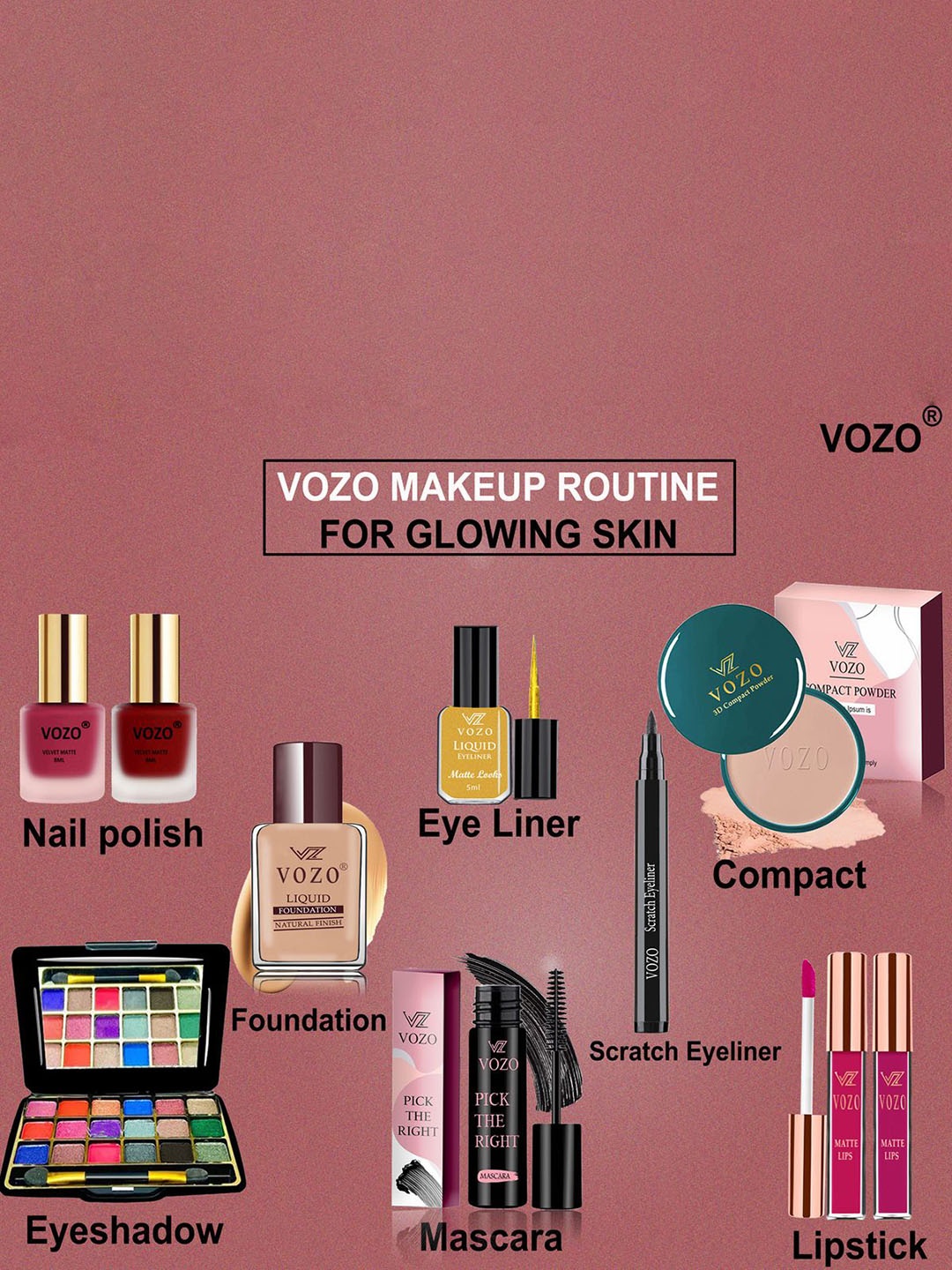 

VOZO Set Of 10 Elegance Redefined Extravaganza Makeup Combo, Multi