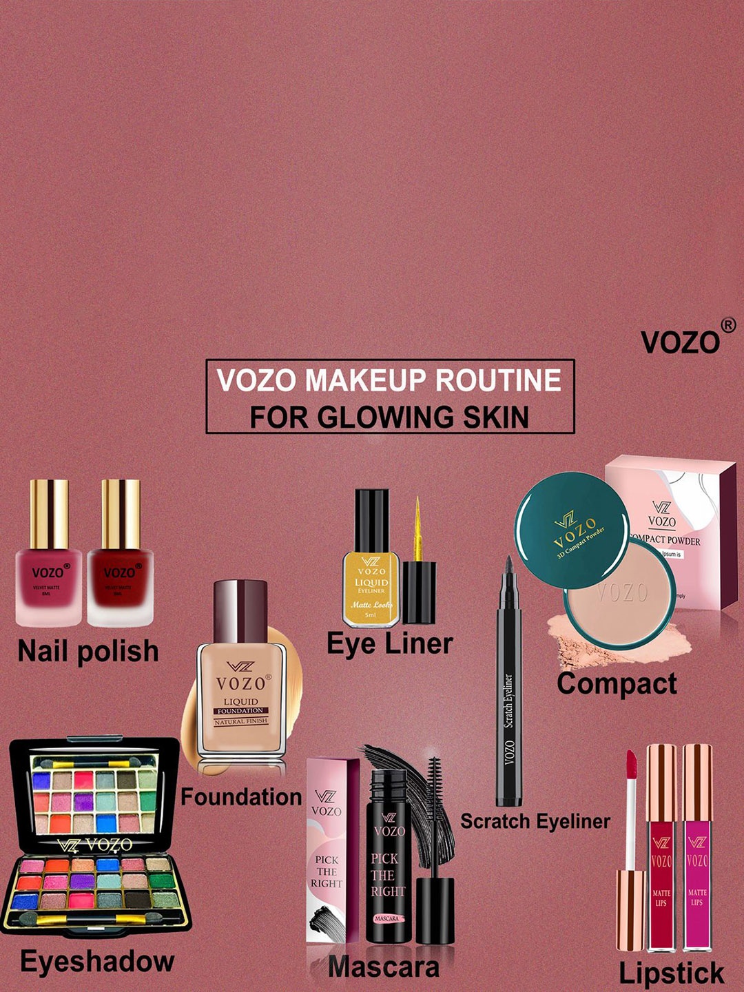 

VOZO Set Of 10 Elegance Redefined Extravaganza Makeup Combo, Multi