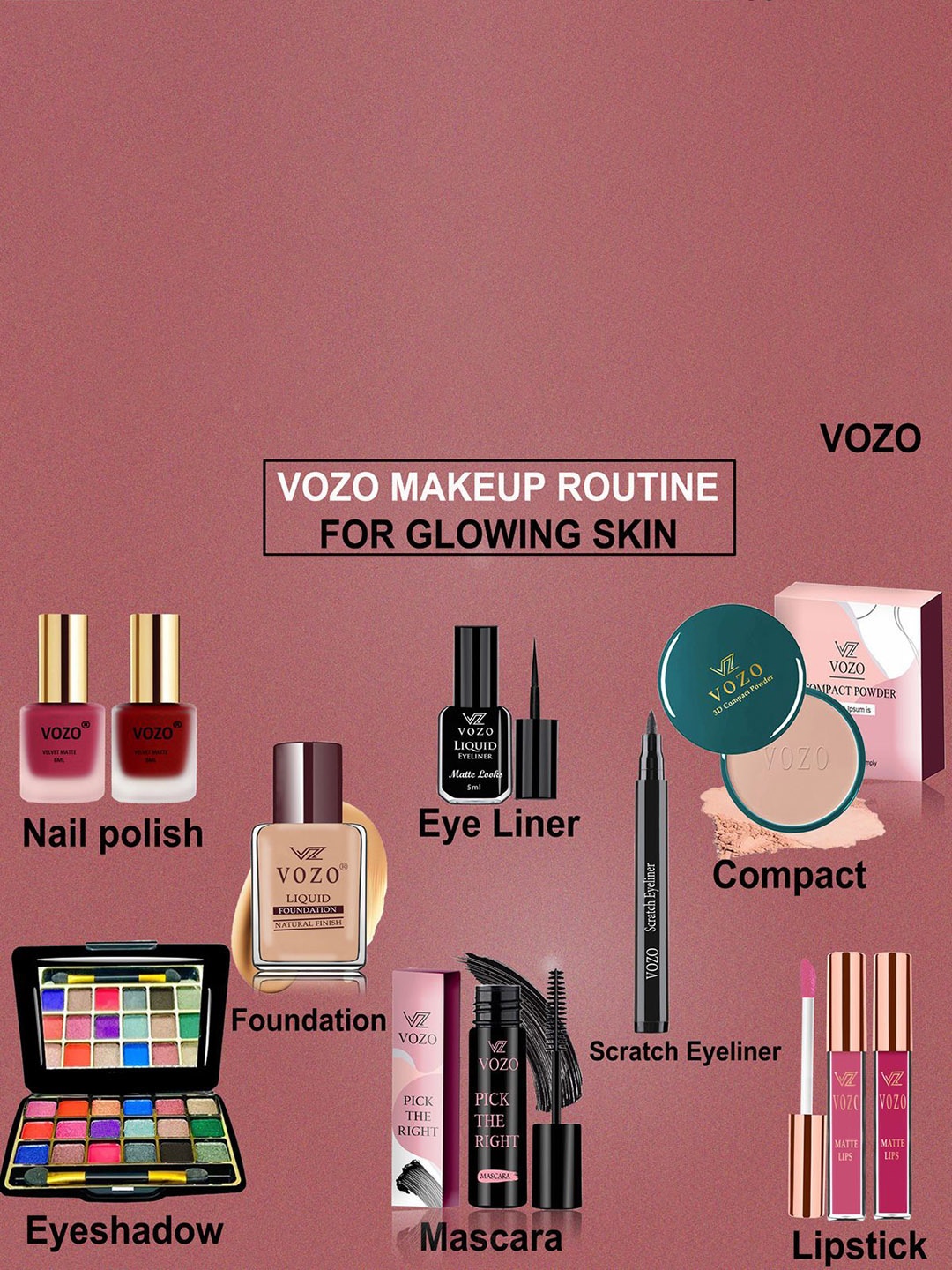

VOZO Set Of 10 Ultimate Glamour Vault Makeup Combo, Multi