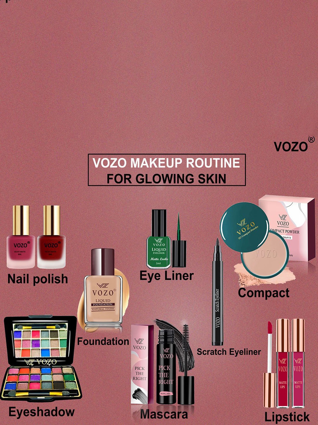 

VOZO Set Of 10 Elegance Redefined Extravaganza Makeup Combo, Multi